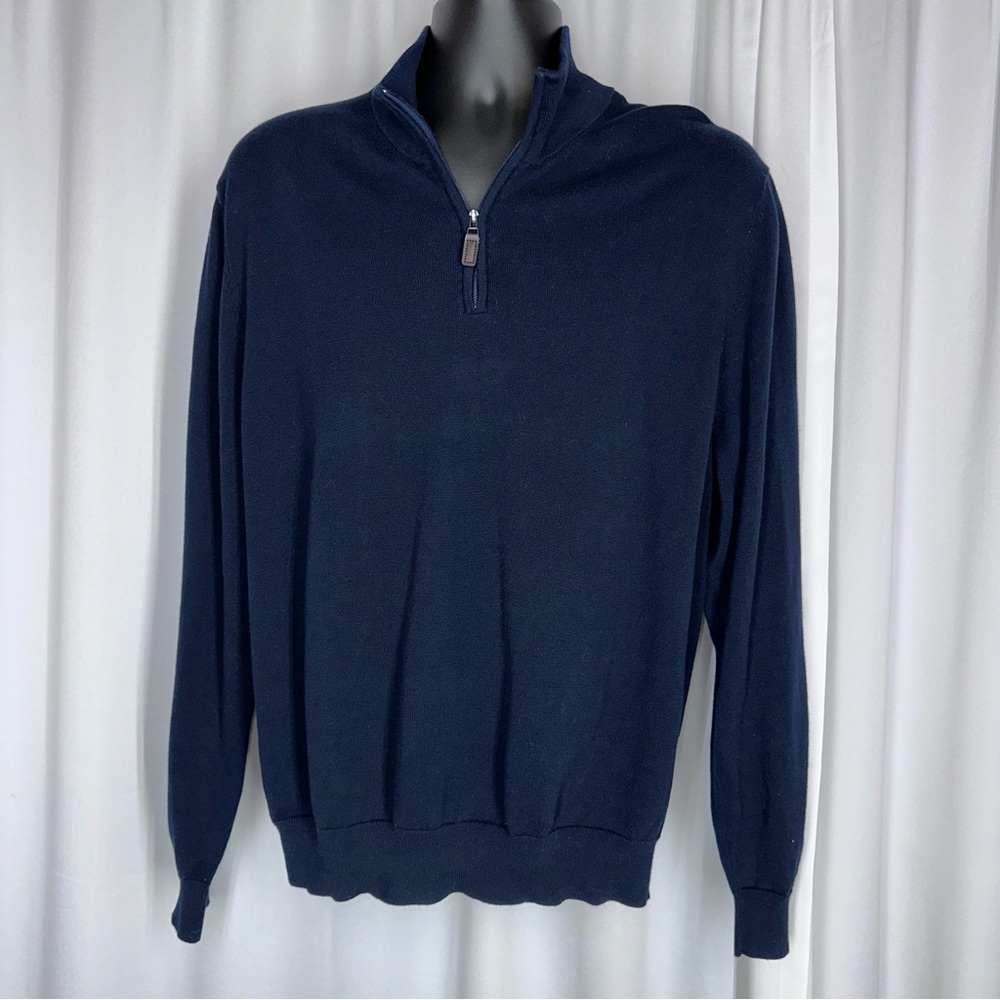 Jos. A. Bank Traveler Collection Quarter Zip Pullover Pima Cotton Navy Blue XXL